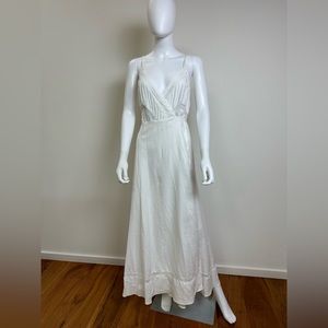 New Reformation White Linen Daria wrap dress